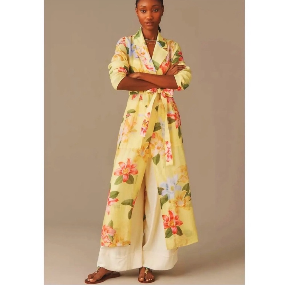 Maeve Anthropologie Sheer Floral Printed Trench Coat - small - NWT